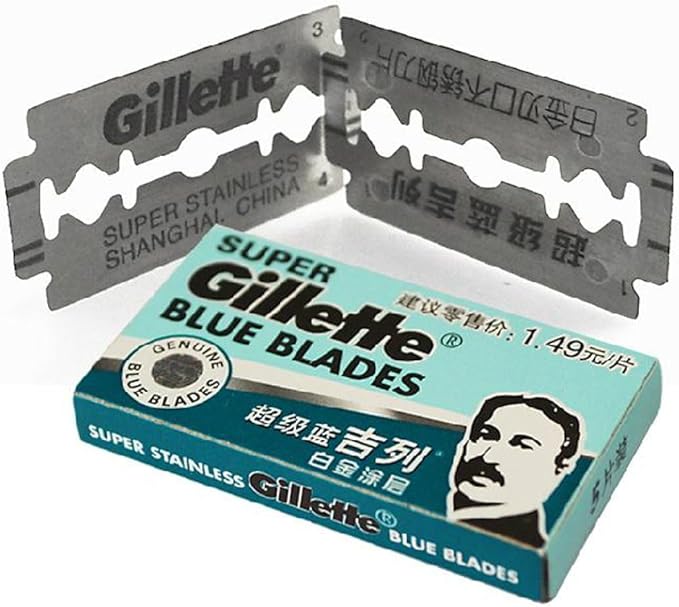 吉列剃须刀片 超级蓝吉列不锈钢双面刀片 5片装 正品